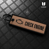 CHECK ENGINE BLACK KEYCHAIN WITH METAL KEY RING