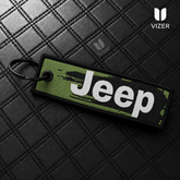 JEEP GREEN KEYCHAIN WITH METAL KEY RING