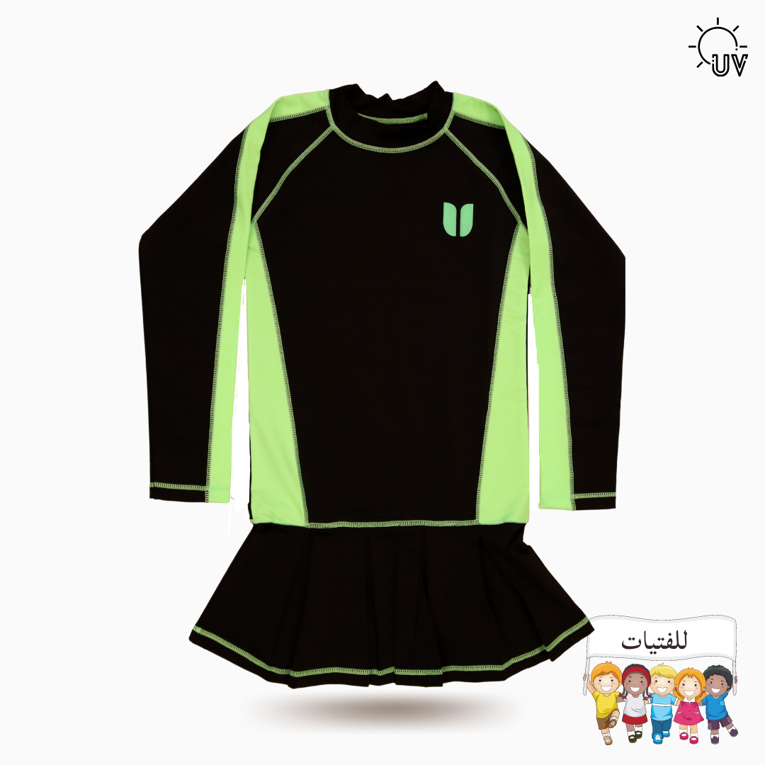 Girl Full Coverage Swimsuit (burkini) _Black