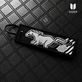MUSTANG BLACK KEYCHAIN WITH METAL KEY RING