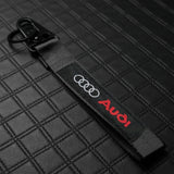 AUDI BLACK KEYCHAIN WITH METAL KEY RING