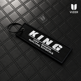 KING BLACK KEYCHAIN WITH METAL KEY RING