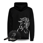 Horse Hoodie Jacket Black with Cap