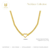 18K GOLD PLATED STAINLESS STEEL "HEART" NECKLACE, INTENSITY