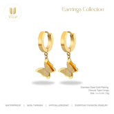 18K GOLD PLATED STAINLESS STEEL "BUTTERFLIES" EARRINGS, INTENSITY