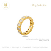 18K GOLD PLATED STAINLESS STEEL FINGER RING, INTENSITY