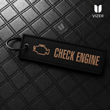 CHECK ENGINE BLACK KEYCHAIN WITH METAL KEY RING