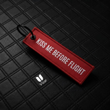 Kiss Me Before Flight Red  KEYCHAIN WITH METAL KEY RING