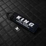 KING BLACK KEYCHAIN WITH METAL KEY RING