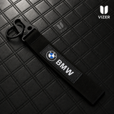 BMW BLACK KEYCHAIN WITH METAL KEY RING