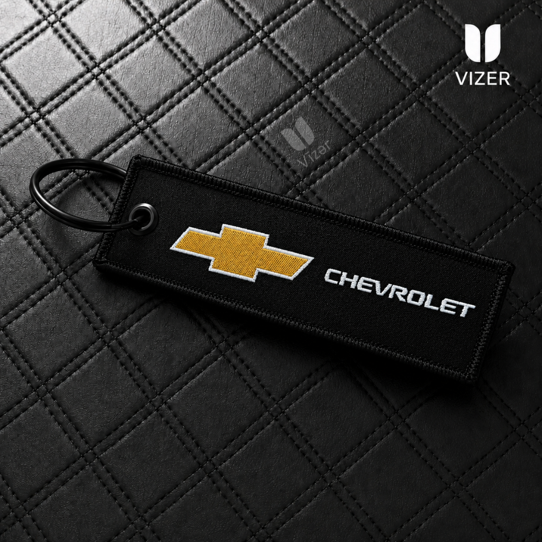 CHEVROLET BLACK KEYCHAIN WITH METAL KEY RING