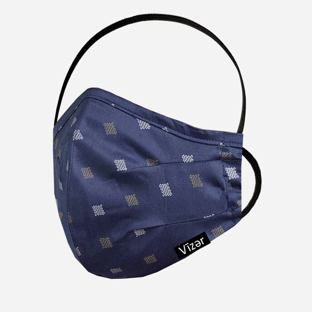 Navy Geometric Print Mask