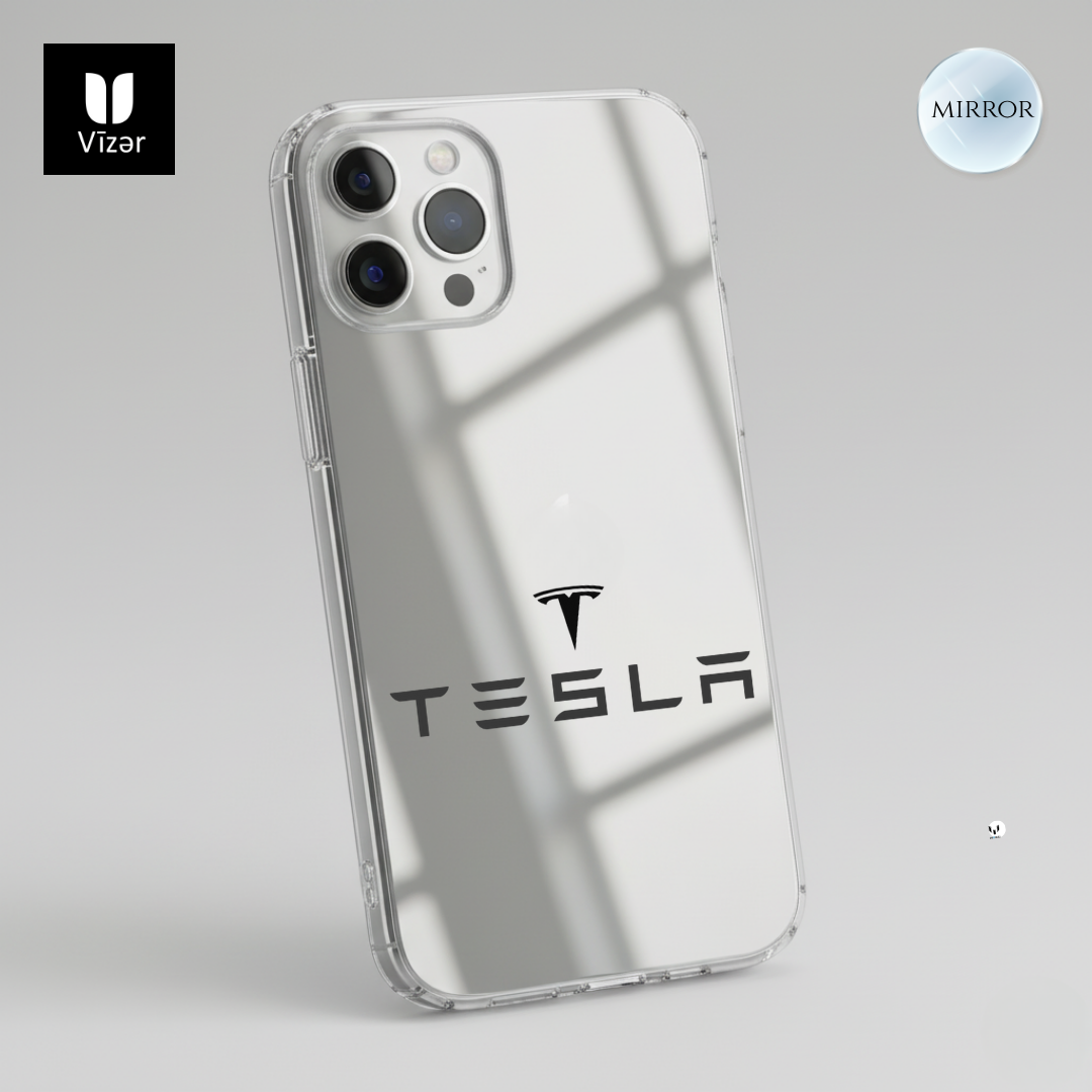 iPhone Mirror Cover TESLA logo (back)