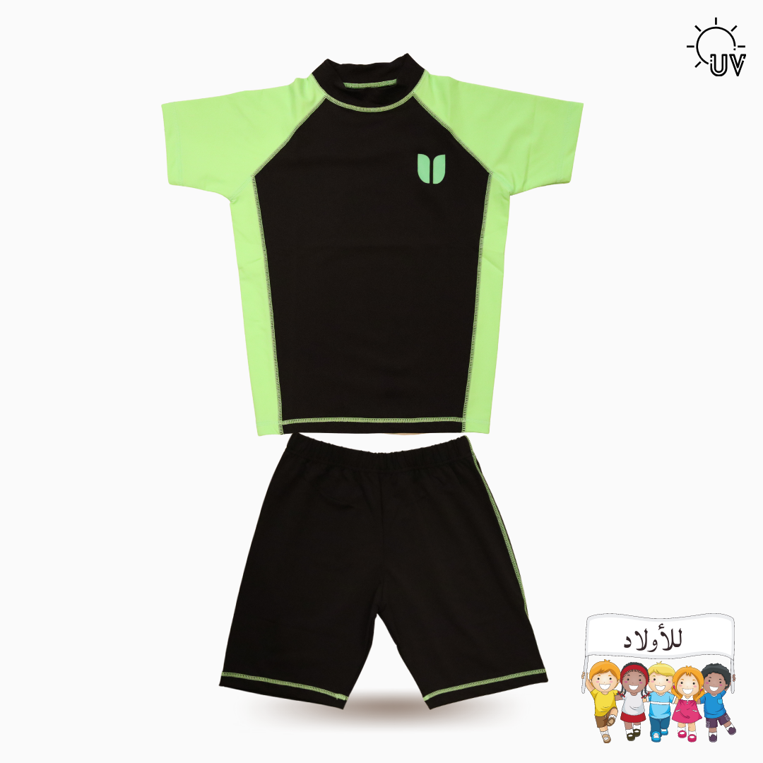 Boy Rash Vest And Shorts Set _Black