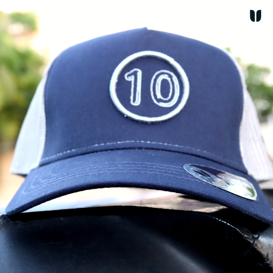 Number 10 Cap
Navy & Gray