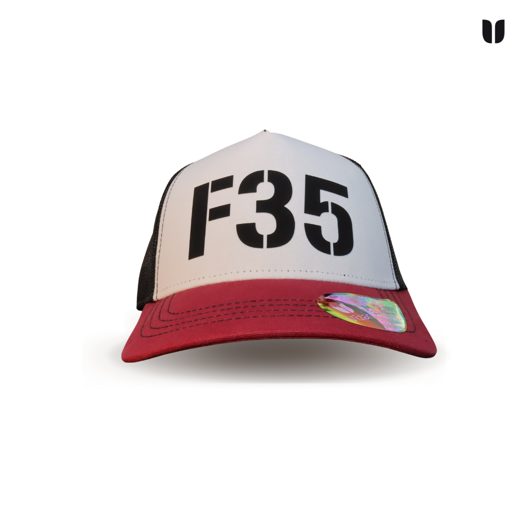 F35 Cap - BLACK White and Red