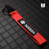 NISSAN RED KEYCHAIN WITH METAL KEY RING