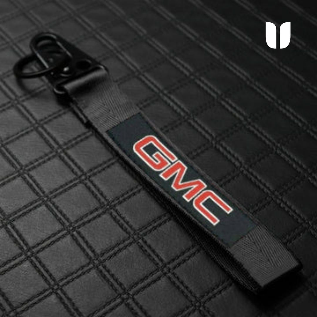 GMC BLACK KEYCHAIN WITH METAL KEY RING