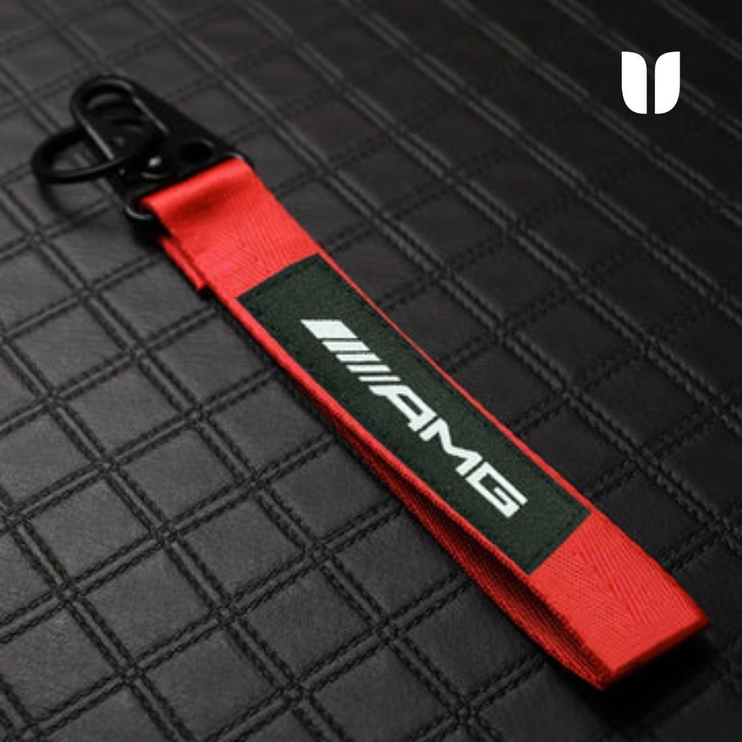 AMG RED KEYCHAIN WITH METAL KEY RING