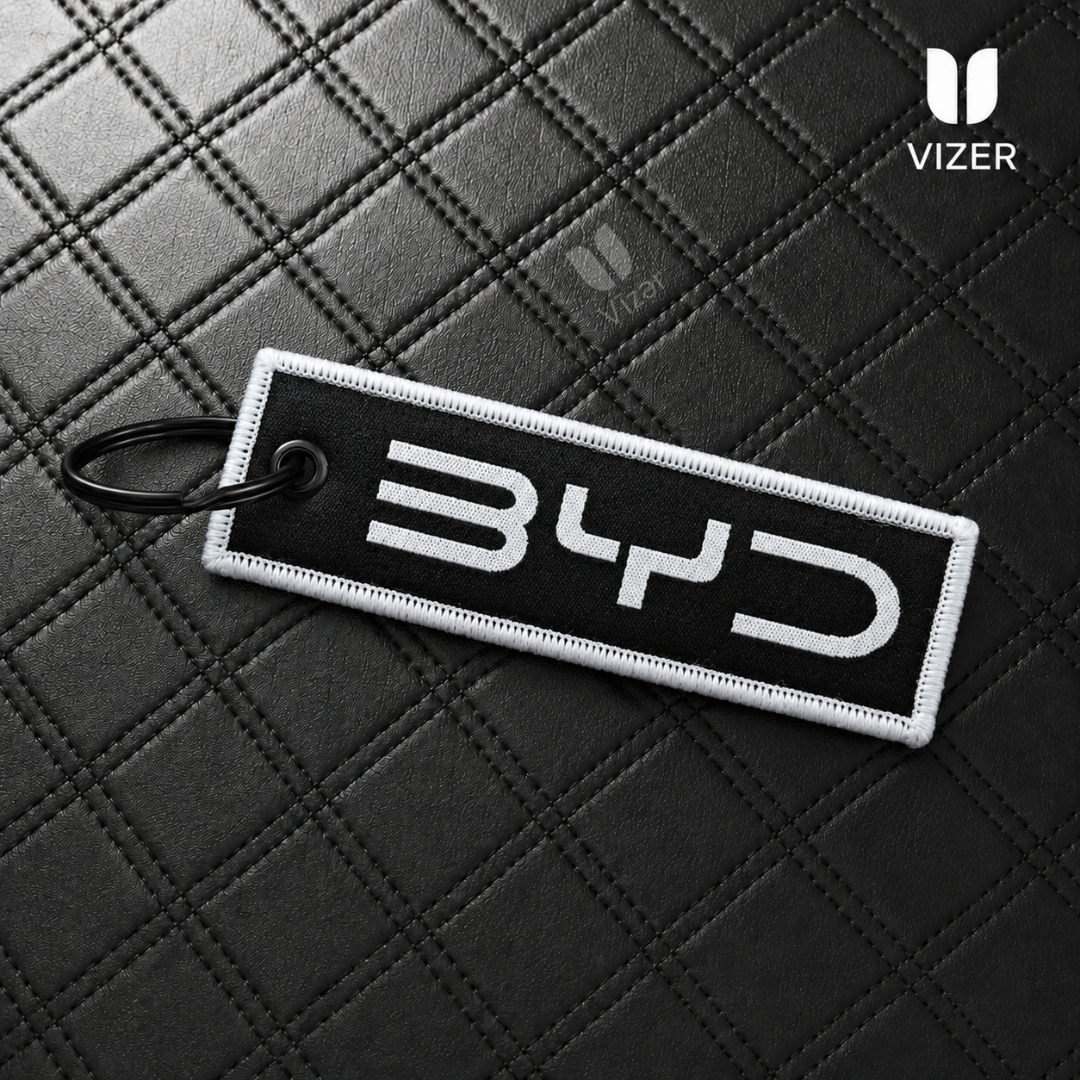 BYD BLACK KEYCHAIN WITH METAL KEY RING