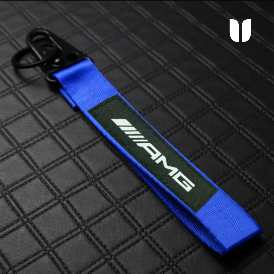 AMG BLUE KEYCHAIN WITH METAL KEY RING