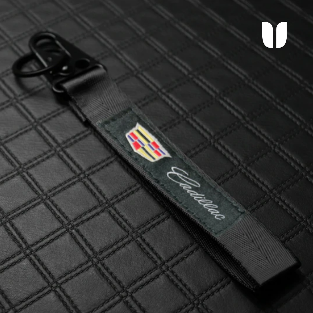 CADILLAC Black KEYCHAIN WITH METAL KEY RING