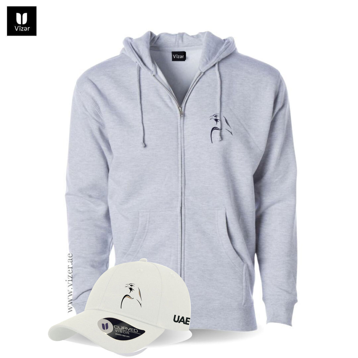 Falcon Hoodie Jacket  + Cap _ Heather grey