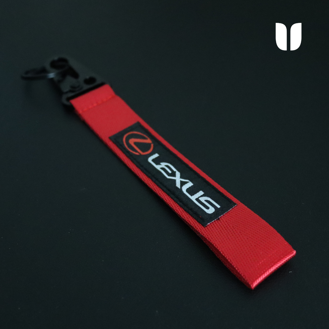 LEXUS RED KEYCHAIN WITH METAL KEY RING