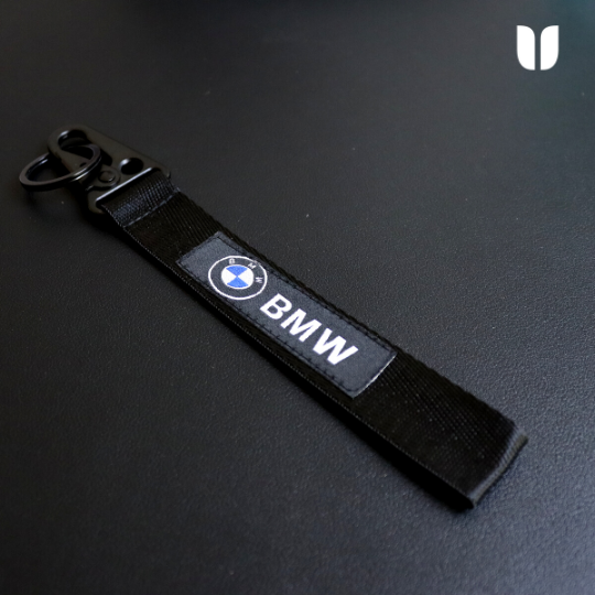 BMW BLACK KEYCHAIN WITH METAL KEY RING