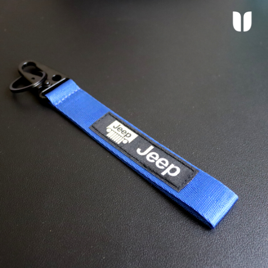 JEEP BLUE KEYCHAIN WITH METAL KEY RING