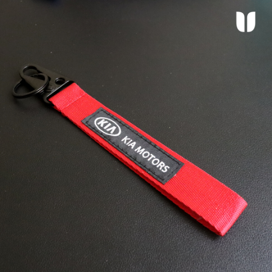 KIA RED KEYCHAIN WITH METAL KEY RING