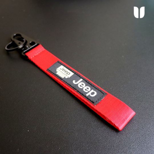 JEEP RED KEYCHAIN WITH METAL KEY RING