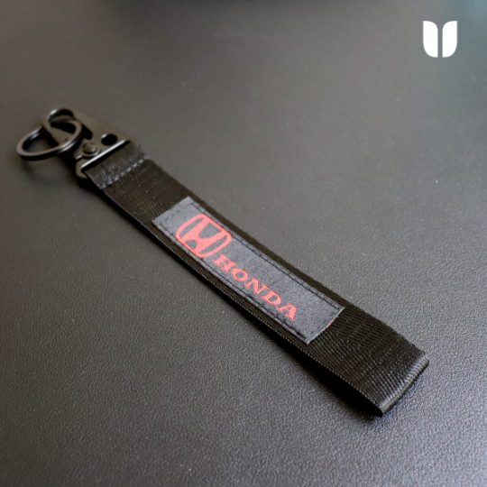 HONDA BLACK KEYCHAIN WITH METAL KEY RING 1