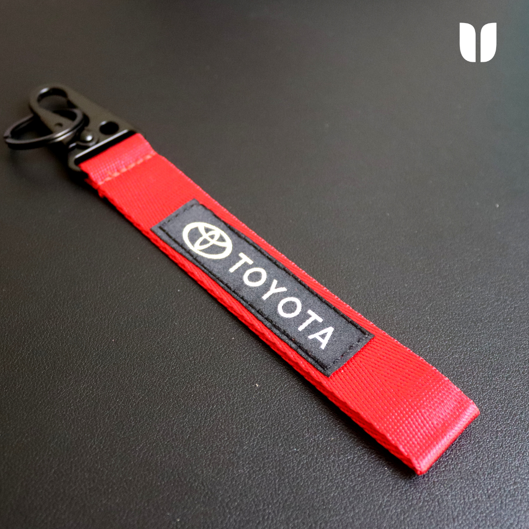 TOYOTA RED KEYCHAIN WITH METAL KEY RING