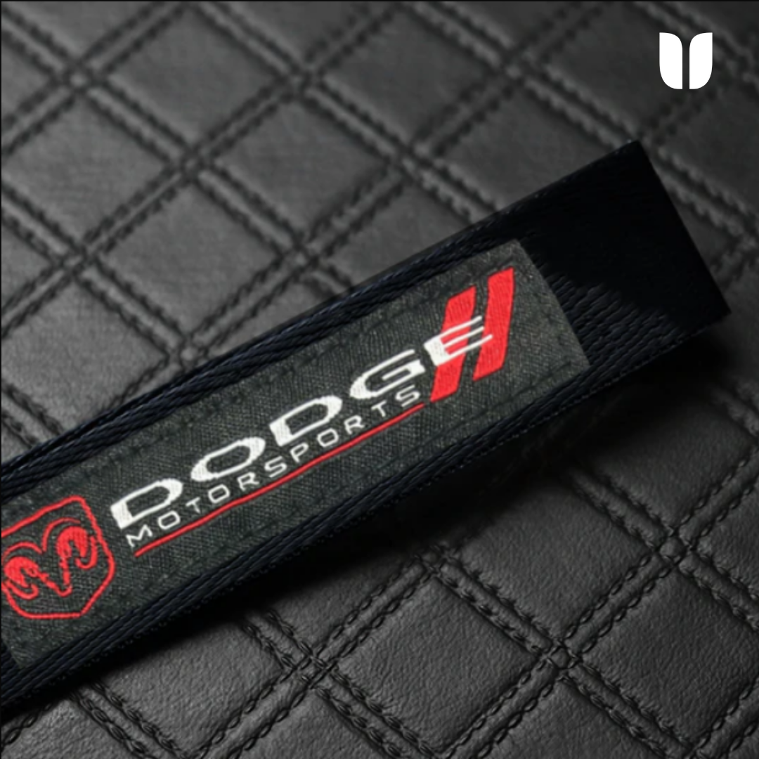 DODGE BLACK KEYCHAIN WITH METAL KEY RING