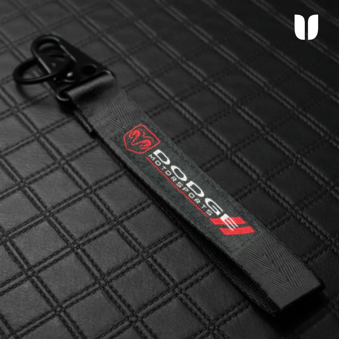 DODGE BLACK KEYCHAIN WITH METAL KEY RING