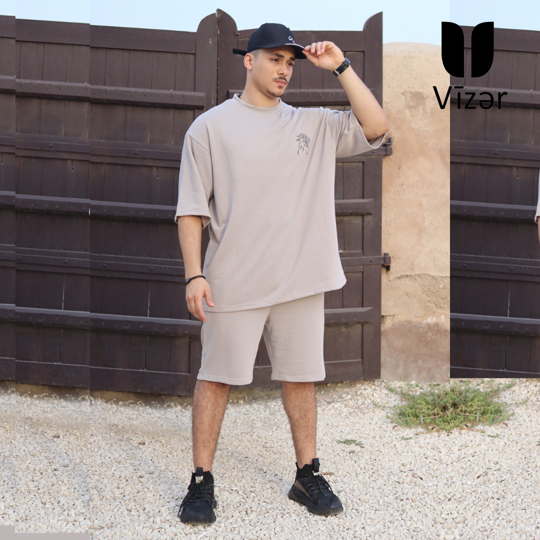 Falcon Oversized T-shirt & Short Set _Brown