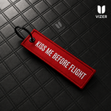 Kiss Me Before Flight Red  KEYCHAIN WITH METAL KEY RING