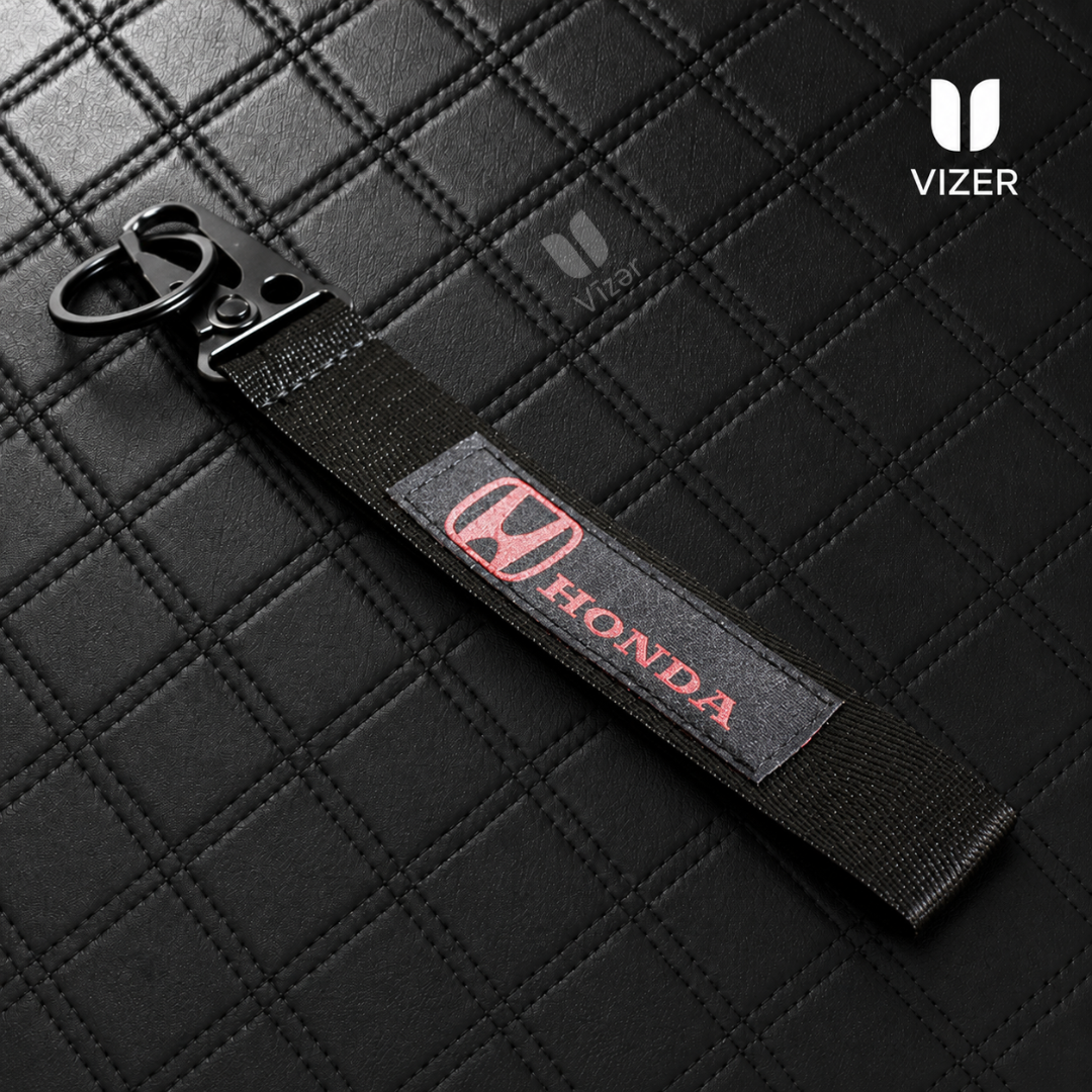 HONDA BLACK KEYCHAIN WITH METAL KEY RING 1