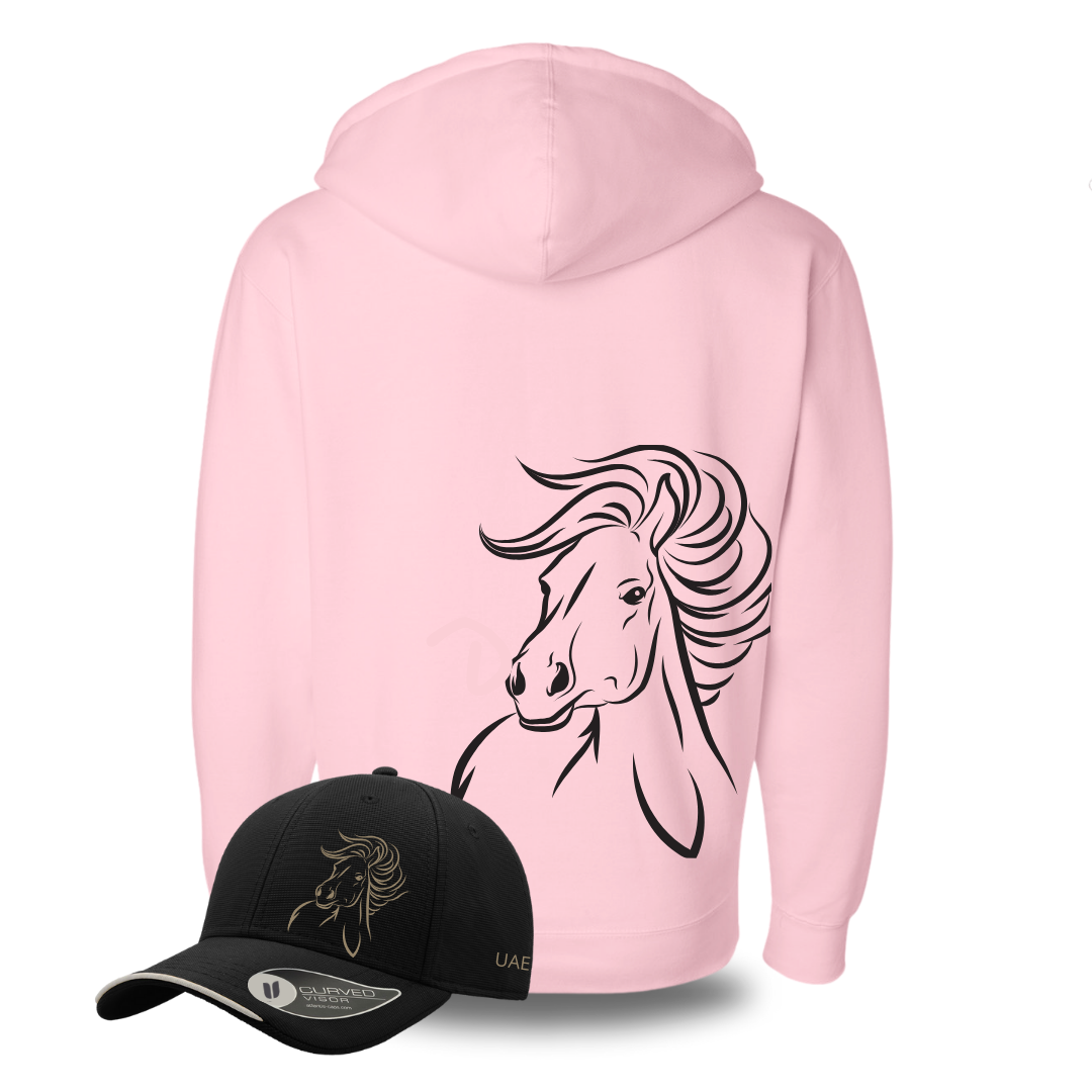 Horse Hoodie Jacket Black with Cap