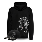 Horse Hoodie Jacket Black with Cap