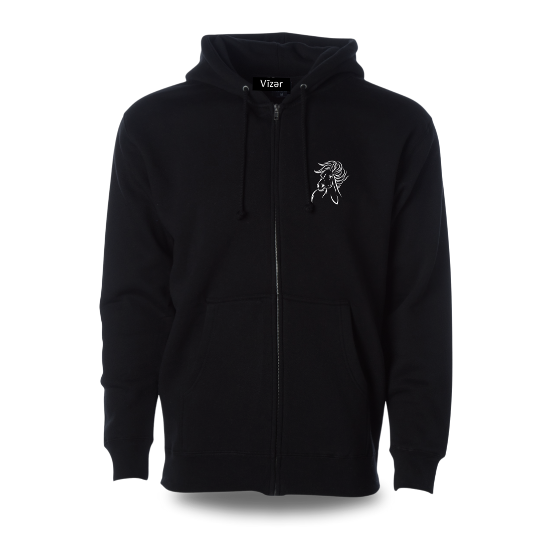 Horse Hoodie Jacket Black with Cap