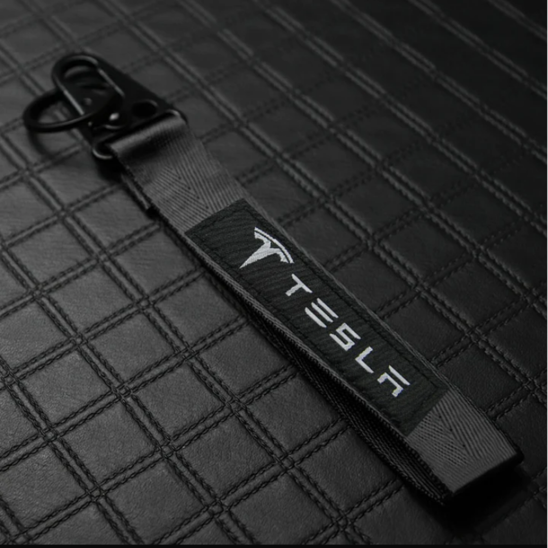 TESLA Black KEYCHAIN WITH METAL KEY RING