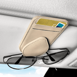 Sunglass Holder for Car with 2 Card Holder_ Biege