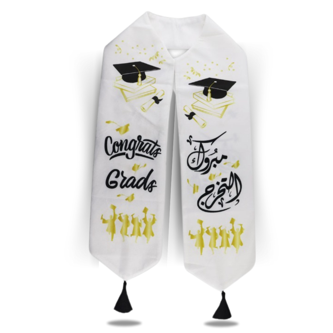 GRADUATION SCARF Velvet_ White