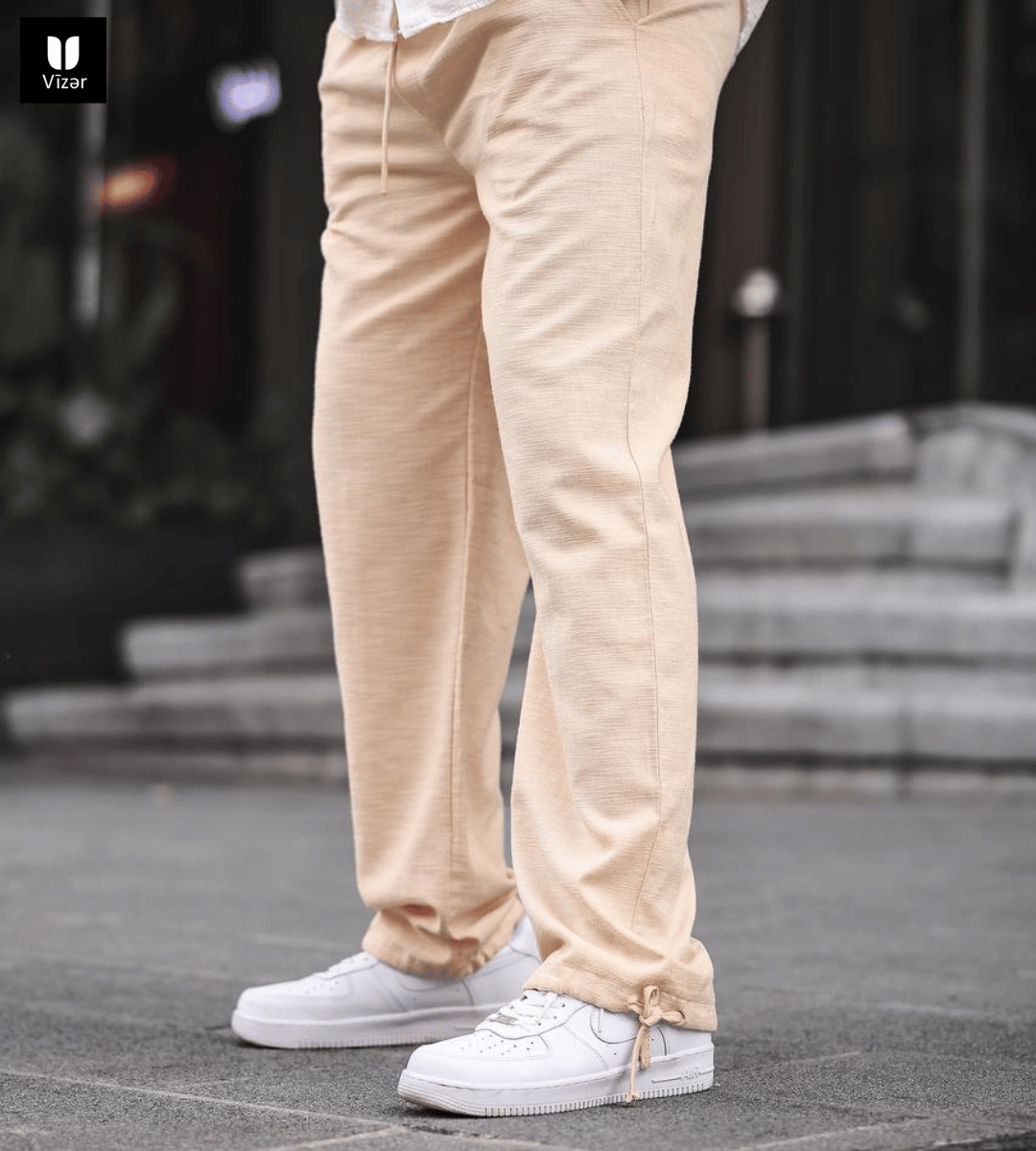 Linen Blend Ankle Drawstring Pant