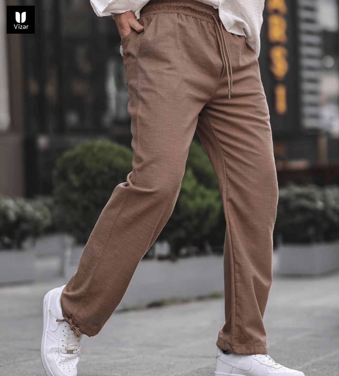 Linen Blend Ankle Drawstring Pant