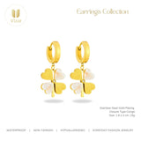 18K GOLD PLATED STAINLESS STEEL "FOUR-LEAF CLOVER" EARRINGS, INTENSITY