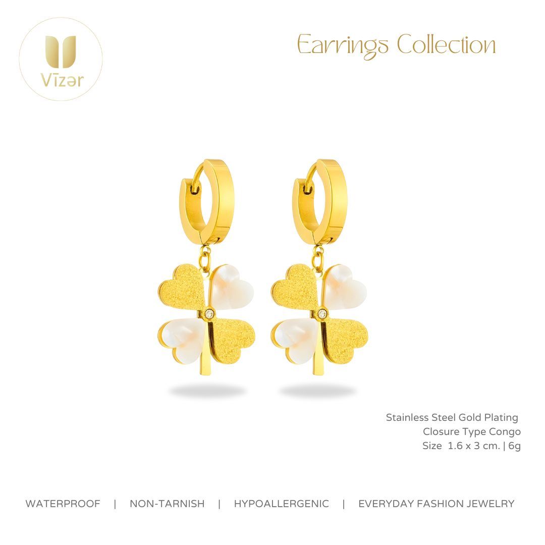 18K GOLD PLATED STAINLESS STEEL EARRINGS, INTENSITY