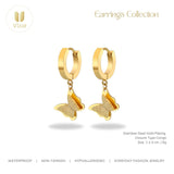 18K GOLD PLATED STAINLESS STEEL "BUTTERFLIES" EARRINGS, INTENSITY